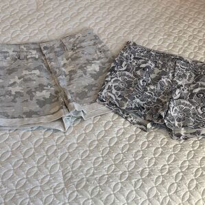 Old Navy B &W Floral Pixie and Time & Tru Shades of Gray Jean Shorts Set EUC 6